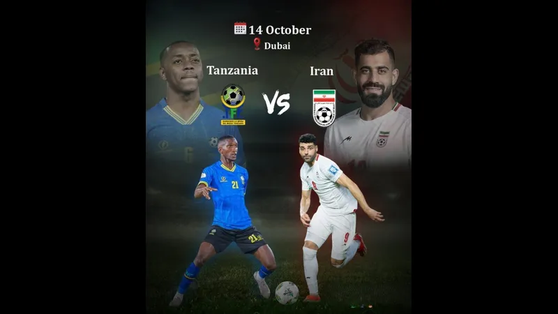 Cầu thủ Iran vượt qua cầu thủ Tanzania trên sân cỏ