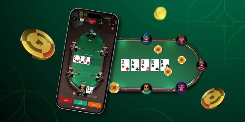 Poker Là Gì? Tìm Hiểu Trò Chơi Huyền Thoại Cùng Jun88 4 Bàn poker online với chip và bài tẩy hiển thị rõ ràng