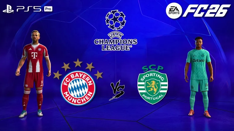 Cầu thủ Bayern Munich vượt qua hậu vệ Sporting CP trong trận đấu