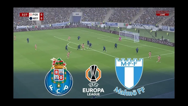 Cầu thủ của Porto vượt qua phòng ngự của Malmo bằng kỹ thuật đi bóng tinh tế