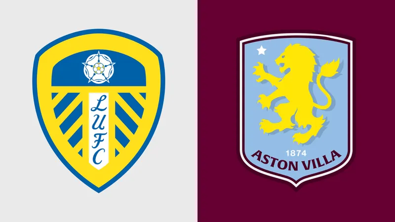 Cầu thủ Aston Villa và Leeds tranh chấp trong vòng cấm